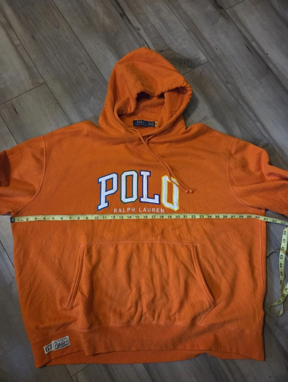 Polo by Ralph Lauren Bright Orange Pullover Hoodie with Embroidered Logo